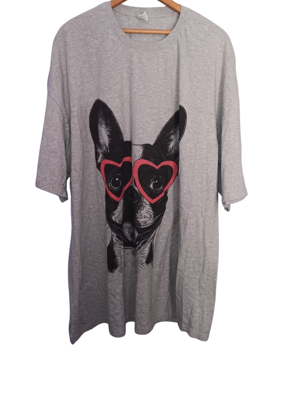 Boston Terrier Dog Lover Graphic Grey Short Sleeve Tee Plus Size 5XL
